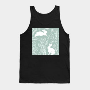 Rabbits Playing in the Vegetable Garden - Pattern on Light Green Tank Top